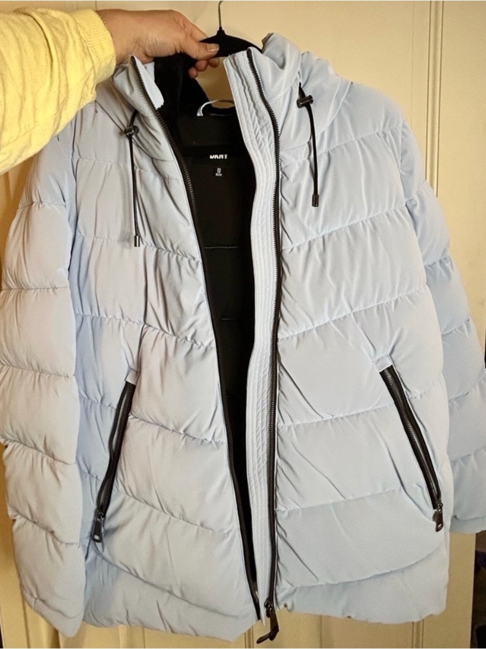 DKNY Pale Blue Quilted Hooded Puffer Jacket